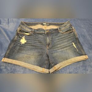 Old Navvy Denim Blue Distressed Women's Shorts Cuffed 18 Plus